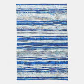 Waterverf Blauw Wit Gestreept Modern Theedoek (Verticaal)