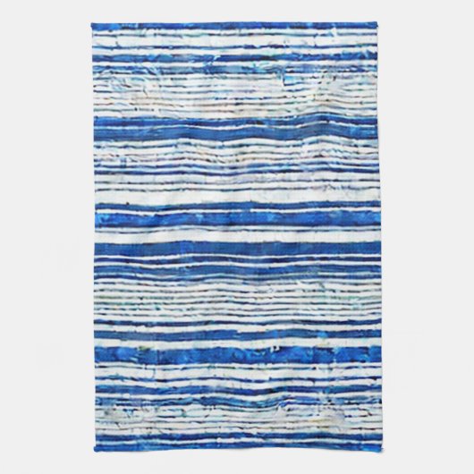 Waterverf Blauw Wit Gestreept Modern Theedoek (Verticaal)