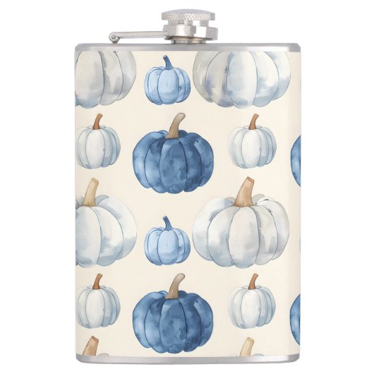 WATERVERF BLAUW & WIT HERFST HERFSTPOMPOENEN HEUPFLES (Voorkant)