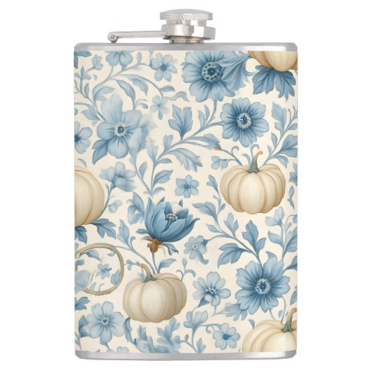 WATERVERF BLAUW & WIT HERFST HERFSTPOMPOENEN HEUPFLES (Voorkant)