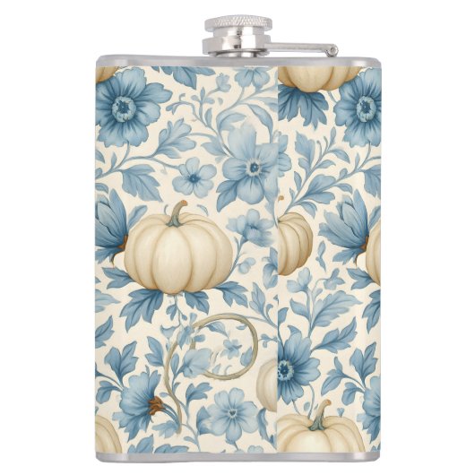 WATERVERF BLAUW & WIT HERFST HERFSTPOMPOENEN HEUPFLES (Achterkant)