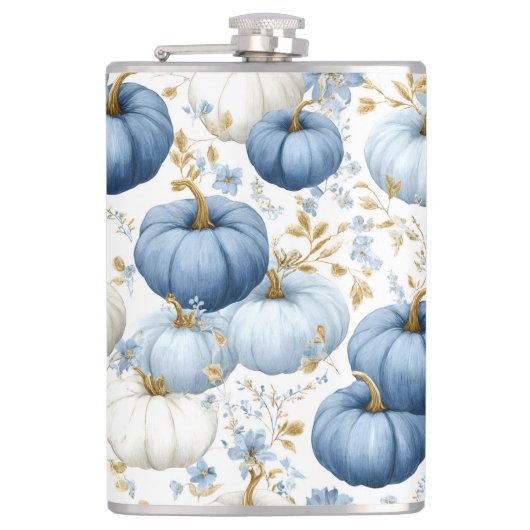 WATERVERF BLAUW & WIT HERFST HERFSTPOMPOENEN HEUPFLES (Voorkant)