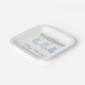 Waterverf Blauw & Wit Kerstkousen Papieren Bordje (Gebogen)