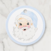 Waterverf Blauw & Wit Kerstman, Kerstman Bedankjes Labels (Voorkant)