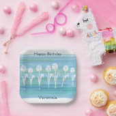 Waterverf Blauw Wit Verjaardag Kinder Tulp Papieren Bordje (Feest)