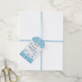 Waterverf blauw wolk pastelborstel Baby Jongensdou Cadeaulabel (Met Touw)