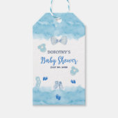 Waterverf blauw wolk pastelborstel Baby Jongensdou Cadeaulabel (Voorkant)