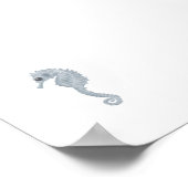 Waterverf blauw zeepaardje print (Hoek)