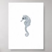 Waterverf blauw zeepaardje print (Voorkant)