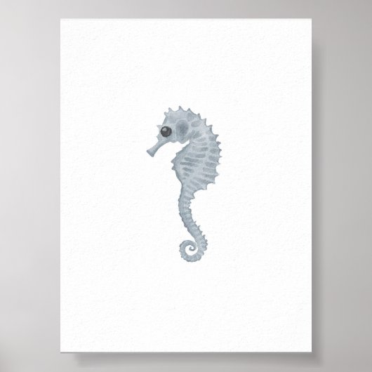 Waterverf blauw zeepaardje print (Voorkant)