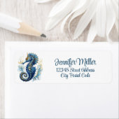 Waterverf blauw zeepaardontwerp etiket (Insitu)