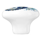 Waterverf blauw zeepaardontwerp keramische knop (Zijkant)