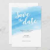 Waterverf Blauw zeezijde Opslaan Datum Kaart (Voorkant / Achterkant)