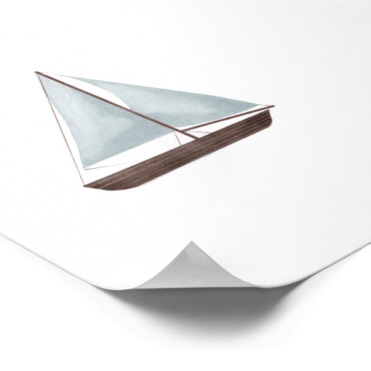 Waterverf blauw zeilboot poster (Hoek)