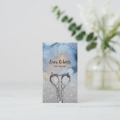 Waterverf Blauw zilveren glitter voor haarstijllij Visitekaartje (Staand voorkant)