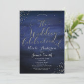 Waterverf Blauw Zilveren Huwelijksfeest Kaart (Staand voorkant)