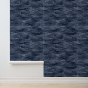 Waterverf Blauw Zodiac Donker Zee Waves Beach Hous Behang