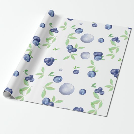 Waterverf Blauwbes Cadeaupapier (Uitgerold)