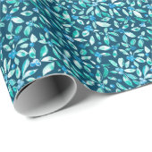 Waterverf blauwbes patroon cadeaupapier (Rol Hoek)