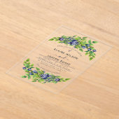 waterverf blauwbessen blauwe botanische bruiloft acryl uitnodigingen (Laagn)