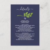 waterverf blauwbessen blauwe botanische bruiloft informatiekaartje (Voorkant)