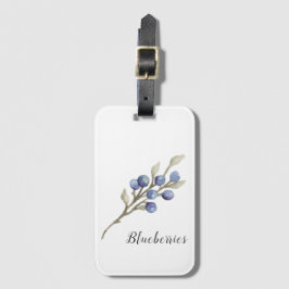 Waterverf Blauwbessen botanisch Bagagelabel