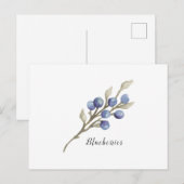 Waterverf Blauwbessen botanisch Briefkaart (Voorkant / Achterkant)