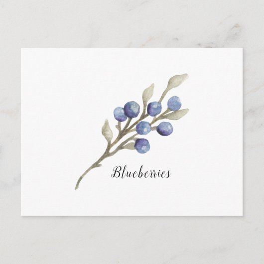 Waterverf Blauwbessen botanisch Briefkaart (Voorkant)