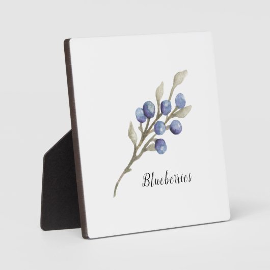 Waterverf Blauwbessen botanisch Fotoplaat (Voorkant)