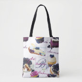 Waterverf Blauwbessen en zoetenmonogram Tote Bag (Voorkant)