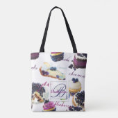 Waterverf Blauwbessen en zoetenmonogram Tote Bag (Achterkant)