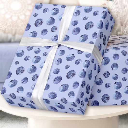 Waterverf blauwbessen met verpakkingspapier cadeaupapier