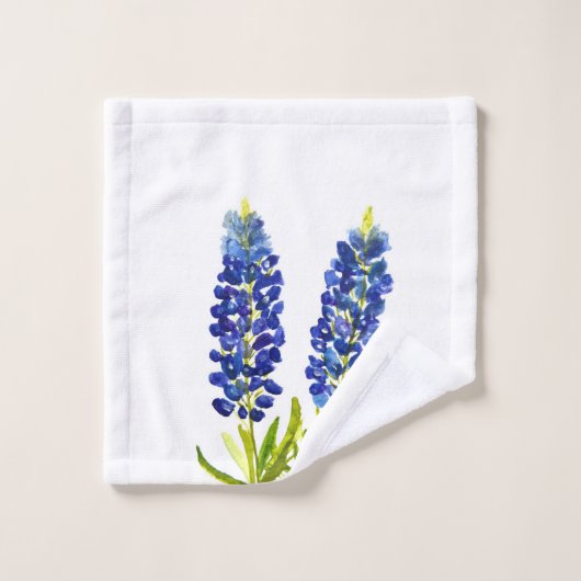 Waterverf Blauwbonnets Texas State Blue Flowers Bad Handdoek (Wasdoekje)