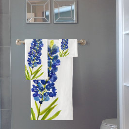 Waterverf Blauwbonnets Texas State Blue Flowers Bad Handdoek