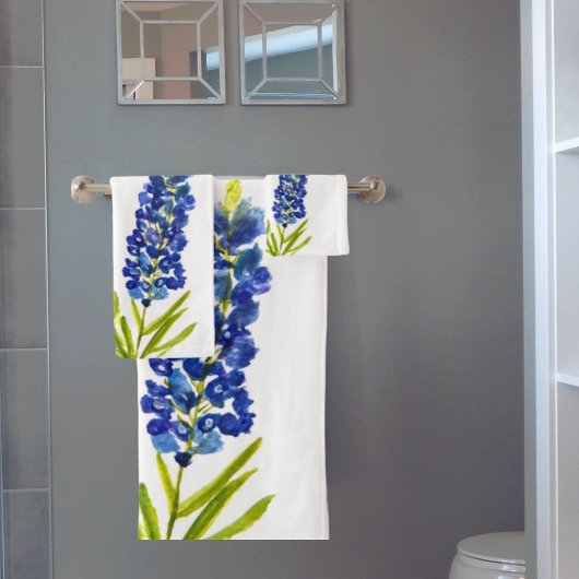 Waterverf Blauwbonnets Texas State Blue Flowers Bad Handdoek