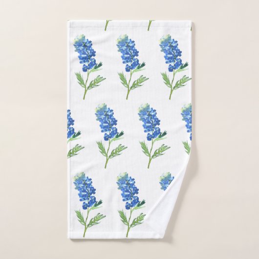 Waterverf Blauwbonnets Texas State Blue Flowers Bad Handdoek (Handdoek)