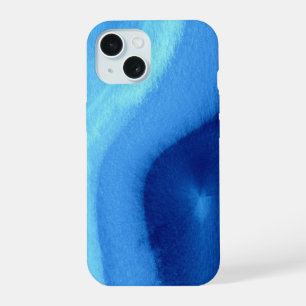 Waterverf Blauwe Agaat Abstracte Hoes voor Telef iPhone 15 Case