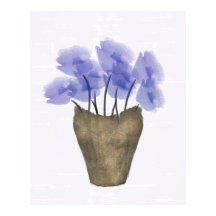 Waterverf Blauwe Anemonen in koperfase