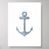 Waterverf blauwe ankerprint poster (Voorkant)
