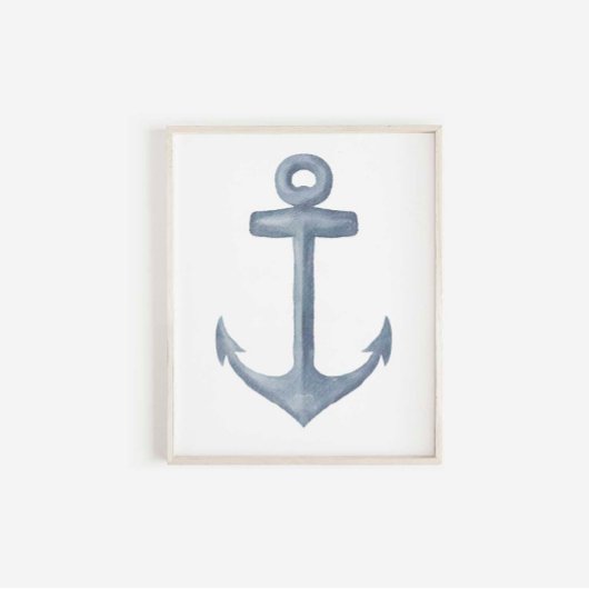 Waterverf blauwe ankerprint poster