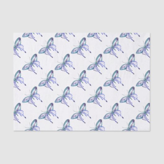 Waterverf blauwe Aqua Paarse vlinder Tissuepapier (Voorkant)