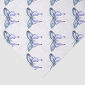 Waterverf blauwe Aqua Paarse vlinder Tissuepapier (Detail)