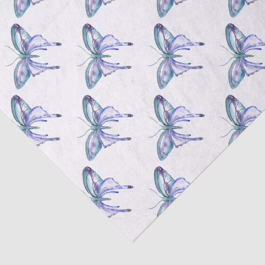 Waterverf blauwe Aqua Paarse vlinder Tissuepapier (Detail)