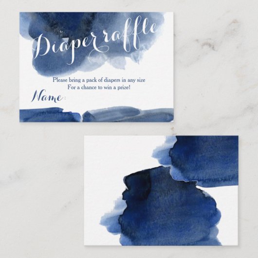 Waterverf blauwe babydouche-kaart informatiekaartje (Voorkant / Achterkant)