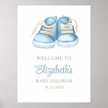 Waterverf Blauwe Babyschoenen Baby Shower 