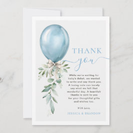 Waterverf Blauwe Ballon Boog Groene Baby Shower Bedankkaart