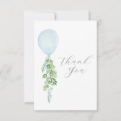 Waterverf blauwe ballon eucalyptus greenery bedankkaart (Voorkant)