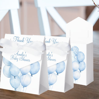 Waterverf blauwe ballonnen dank u Baby shower Bedankdoosjes