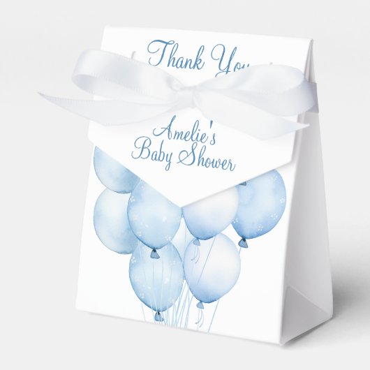 Waterverf blauwe ballonnen dank u Baby shower Bedankdoosjes (Voorkant Zijde)