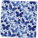 Waterverf Blauwe banaan Bandana<br><div class="desc">Indigoblauw en wit waterverf vlinderschilderij.</div>